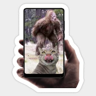 CAT SELFIE WITH BIGFOOT Sticker